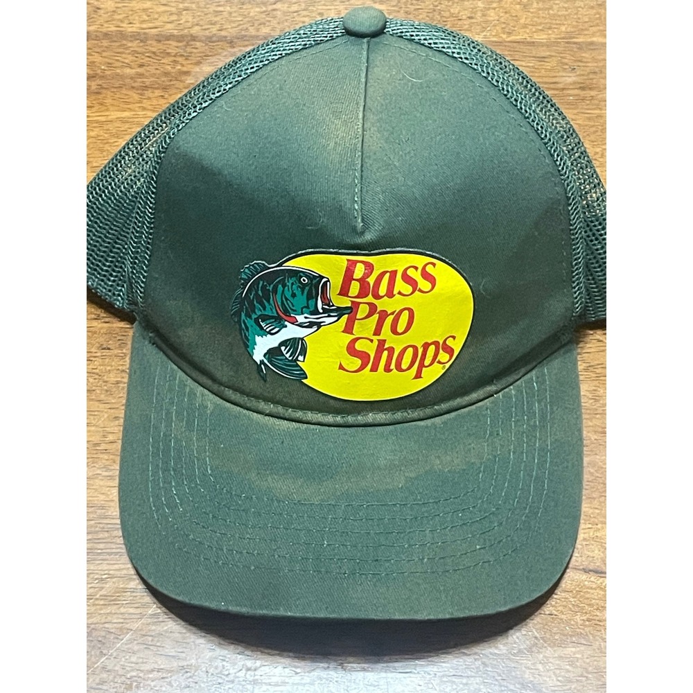 Bass Pro Shops Forest Green Trucker Hat Mesh Snapback Fishing Cap OSFM